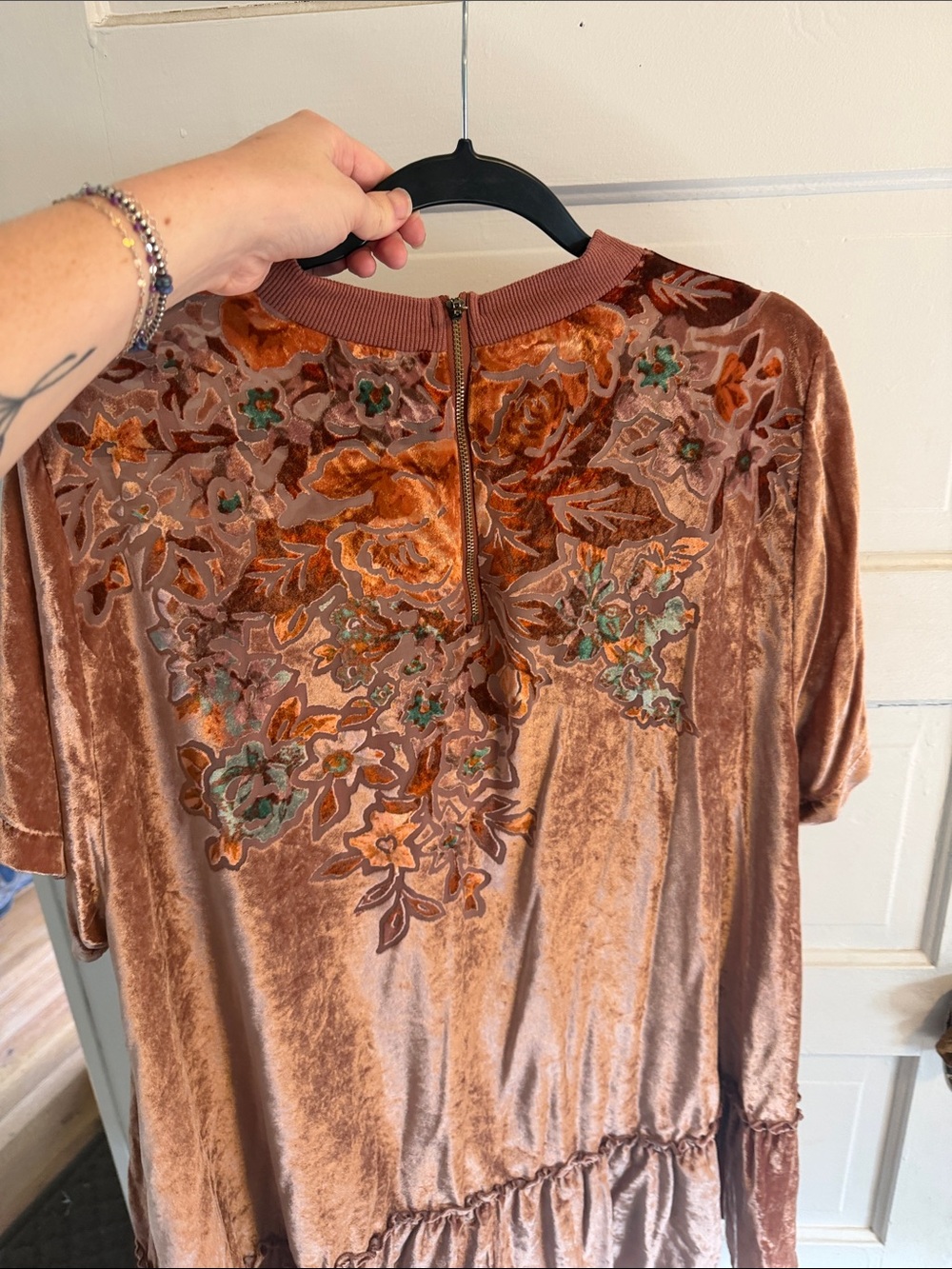 Free People Velvet Floral Tunic Dress - Rusty Rose - Picture 7 of 7